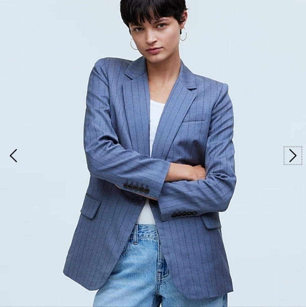 Madewell Single-Breasted Blazer in Yarn-Dyed Pinstripe NO881 Size 6 NWT - Picture 2 of 13